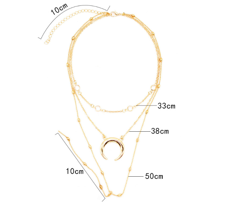 Fashion multilayer crescent moon choker Necklace