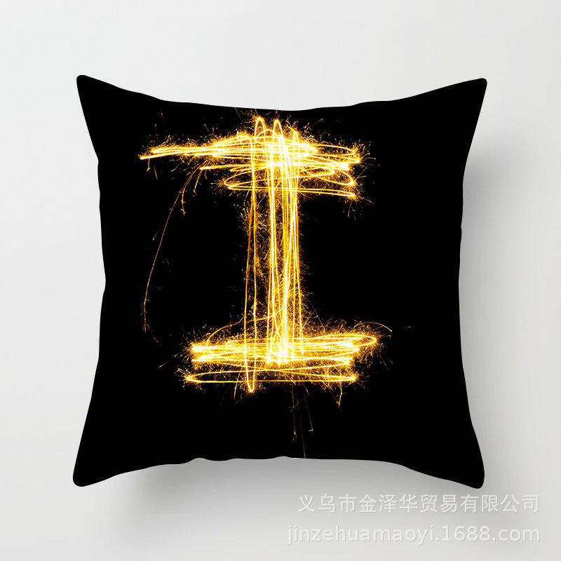 Pillow Cover Home Decor Black Golden Letter Printed Cushion
