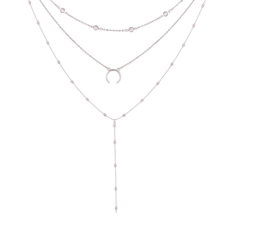 Fashion multilayer crescent moon choker Necklace