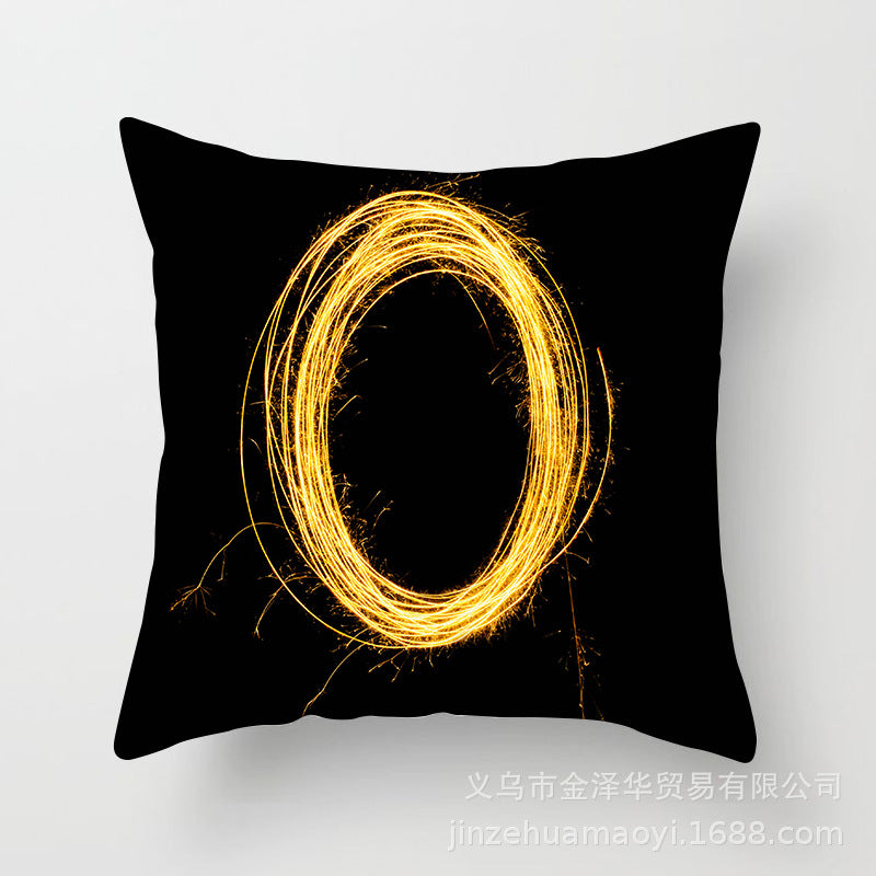 Pillow Cover Home Decor Black Golden Letter Printed Cushion