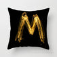 Pillow Cover Home Decor Black Golden Letter Printed Cushion