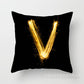 Pillow Cover Home Decor Black Golden Letter Printed Cushion