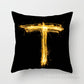 Pillow Cover Home Decor Black Golden Letter Printed Cushion