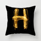 Pillow Cover Home Decor Black Golden Letter Printed Cushion