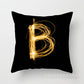 Pillow Cover Home Decor Black Golden Letter Printed Cushion